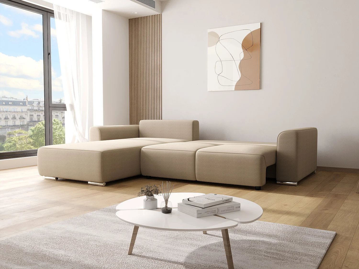 BEDANTE Canapé d'angle avec fonction de couchage GUSTO L Monolith 97 Gauche