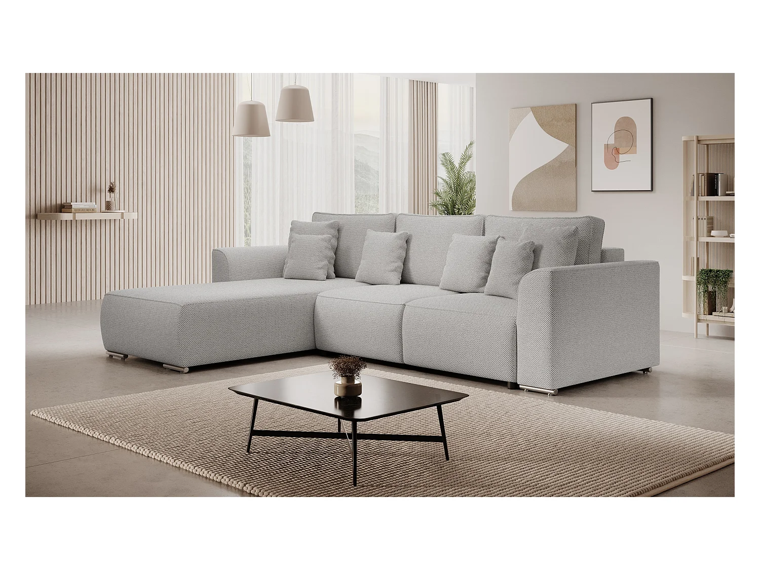 BEDANTE Canapé d'angle avec fonction de couchage GUSTO L Curio80 Gauche