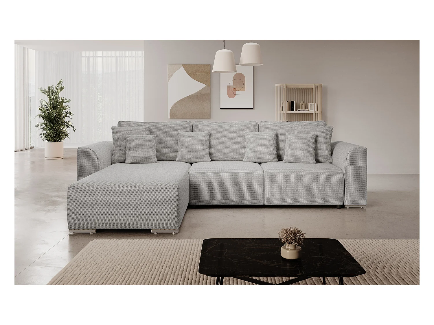 BEDANTE Canapé d'angle avec fonction de couchage GUSTO L Curio80 Gauche