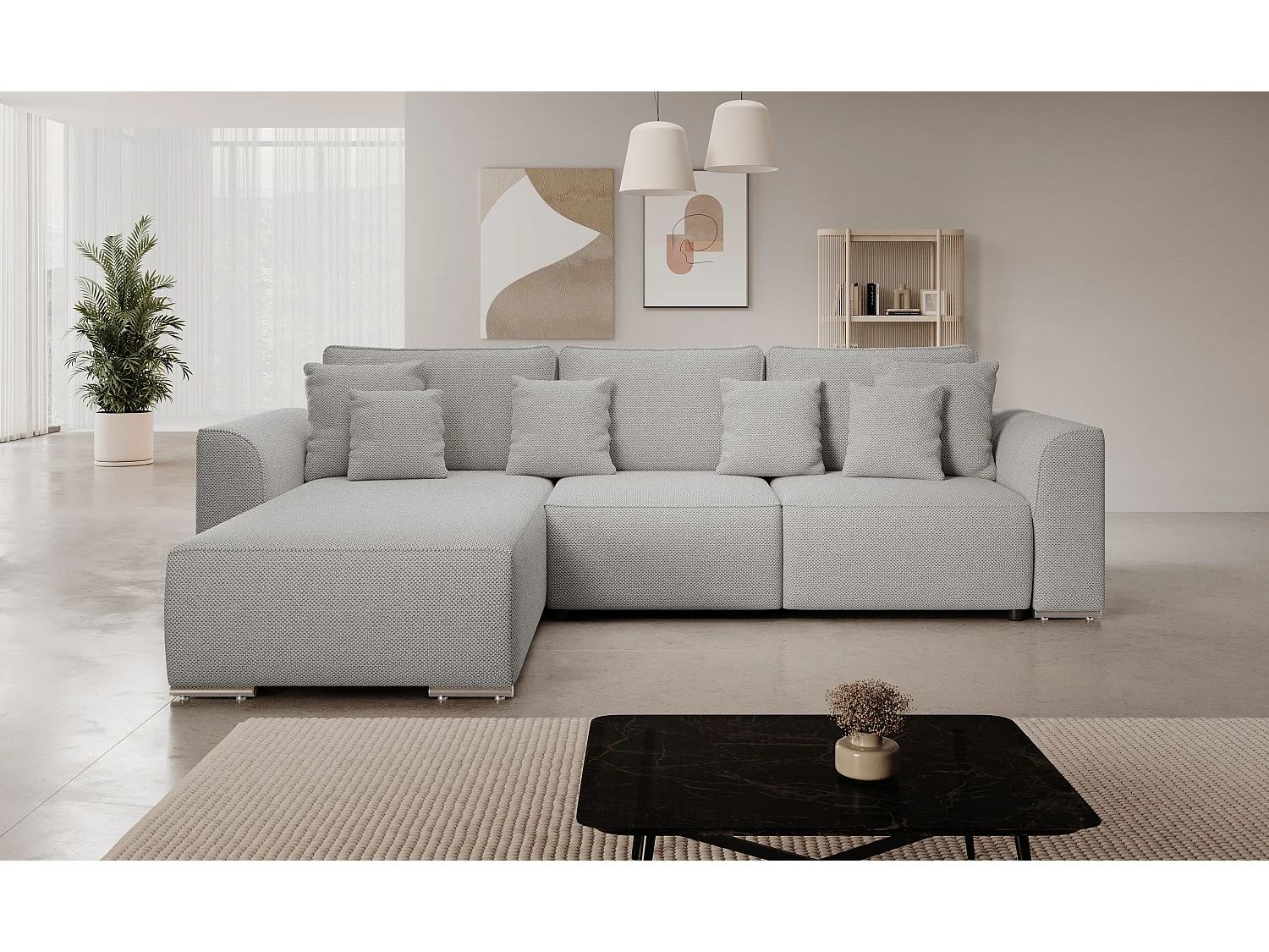 BEDANTE Canapé d'angle avec fonction de couchage GUSTO L Curio80 Gauche