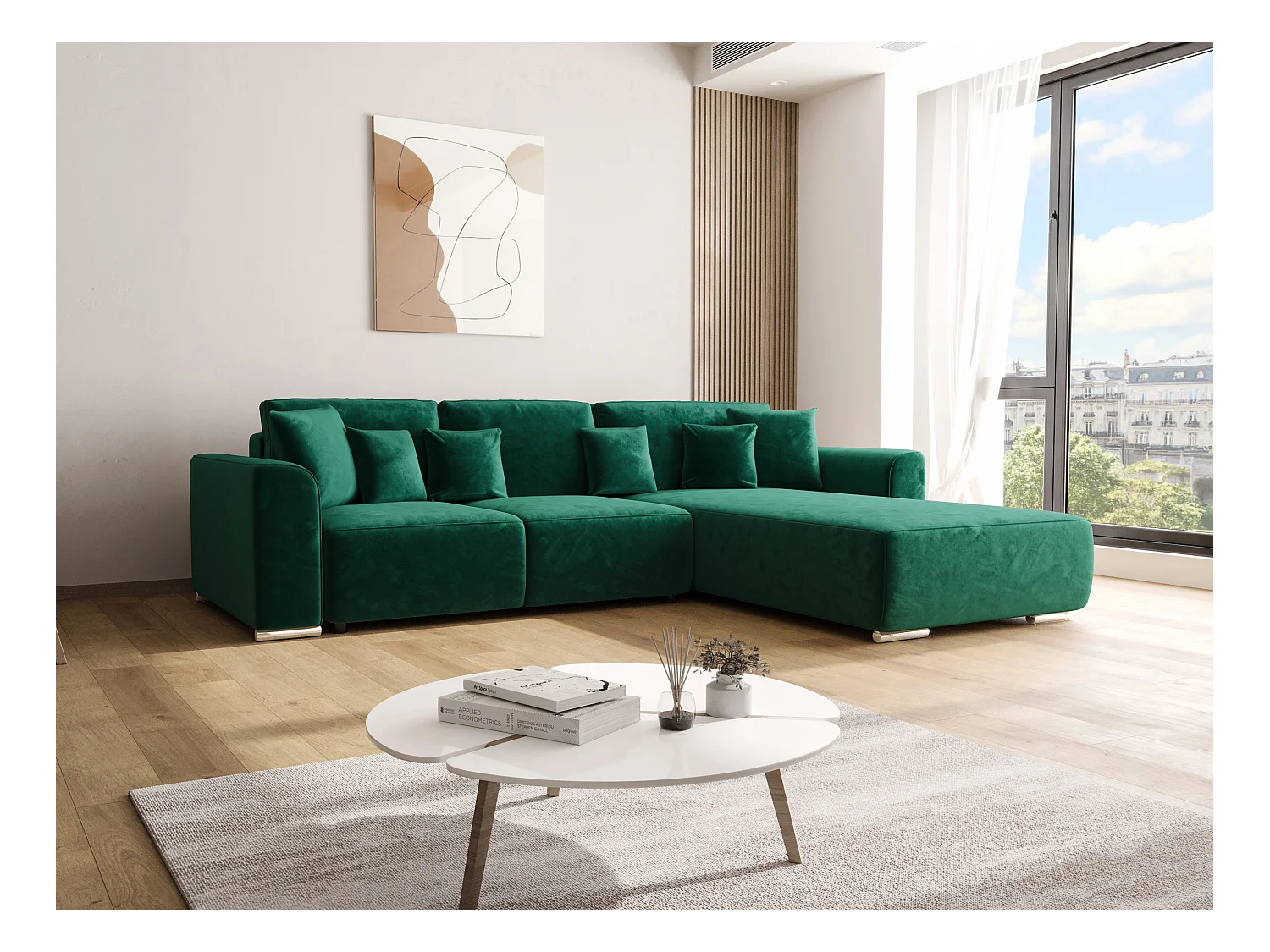 BEDANTE Canapé d'angle avec fonction de couchage GUSTO L Monolith 37 Droite