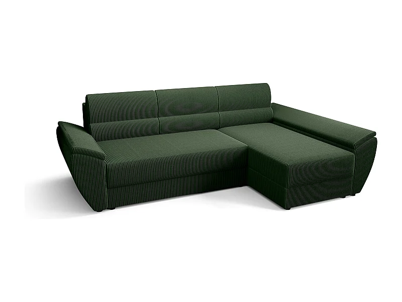 BEDANTE Hoekbank L REBI L3 Poso 14 Rechts met slaapfunctie, groen, L-vorm, bank met opbergruimte, bedlade, woonkamerbank, bankstel, sofa, slaapbank