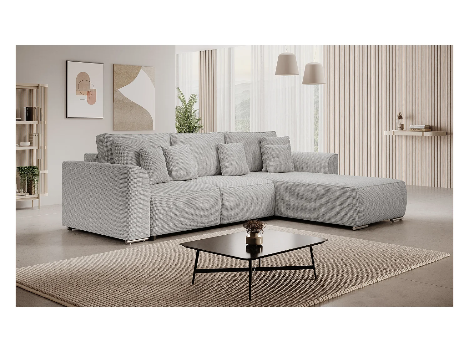 BEDANTE Canapé d'angle avec fonction de couchage GUSTO L Curio 80 Droite