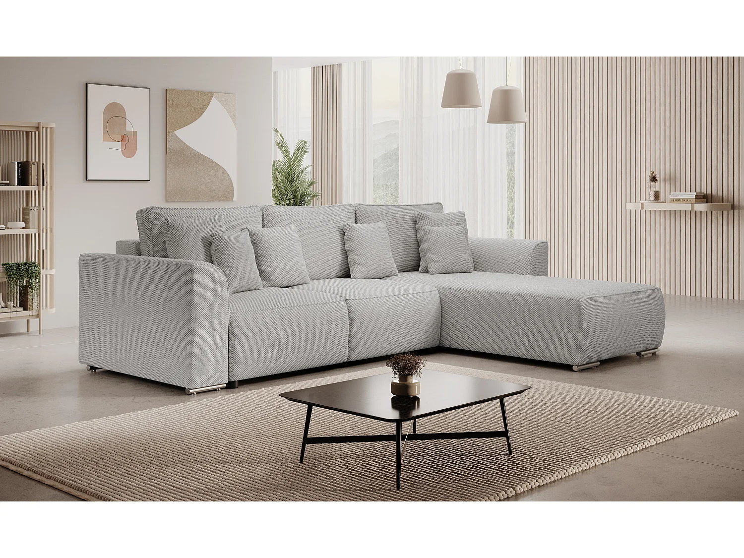 BEDANTE Canapé d'angle avec fonction de couchage GUSTO L Curio 80 Droite