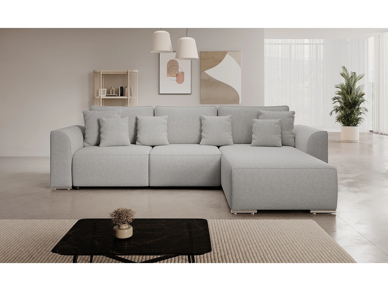 BEDANTE Canapé d'angle avec fonction de couchage GUSTO L Curio 80 Droite