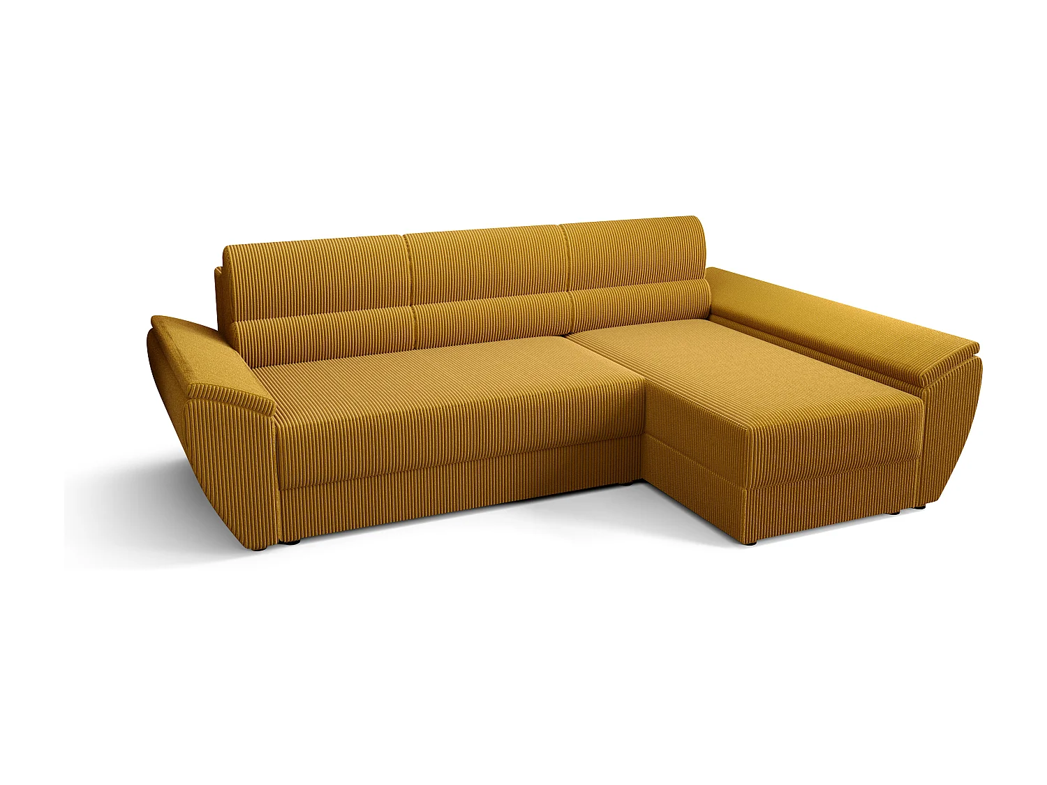 BEDANTE Ecksofa L REBI L3 Poso 01 Rechts mit Schlaffunktion,Senfton, L-Form, Sofa mit Stauraum, Bettkasten, Wohnzimmersofa, Couch, Sofa, Bettsofa