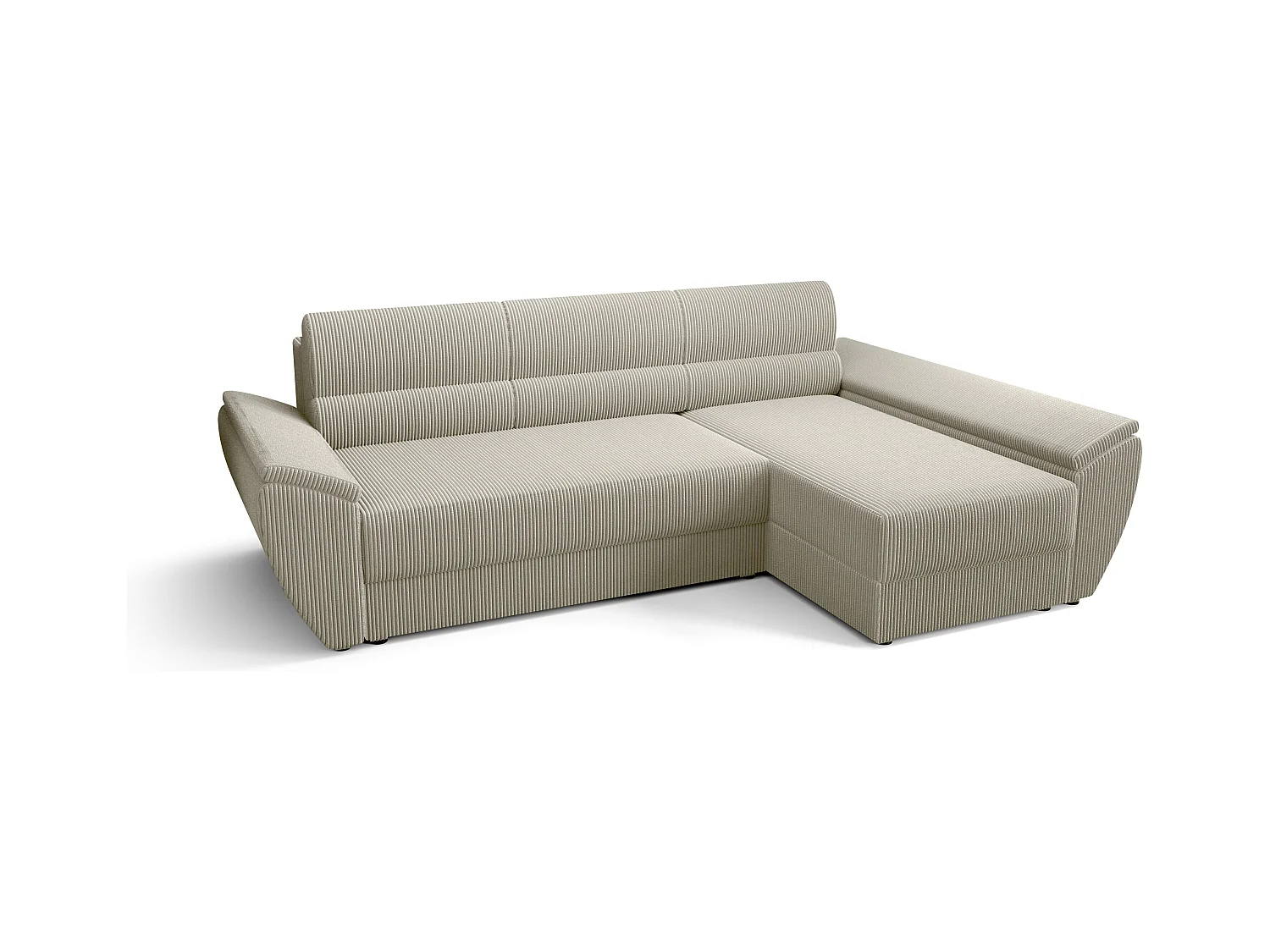 BEDANTE Hoekbank L REBI L3 Poso 100 Rechts met slaapfunctie, beige, L-vorm, bank met opbergruimte, bedlade, woonkamerbank, bankstel, sofa, slaapbank