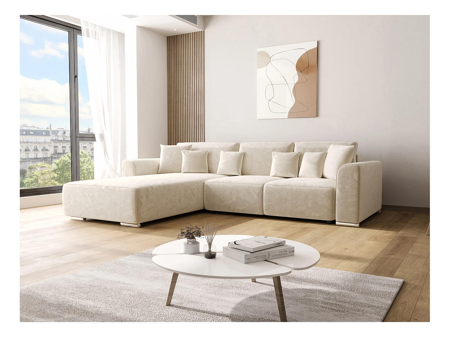 BEDANTE Canapé d'angle avec fonction de couchage GUSTO L Monolith 02 Gauche