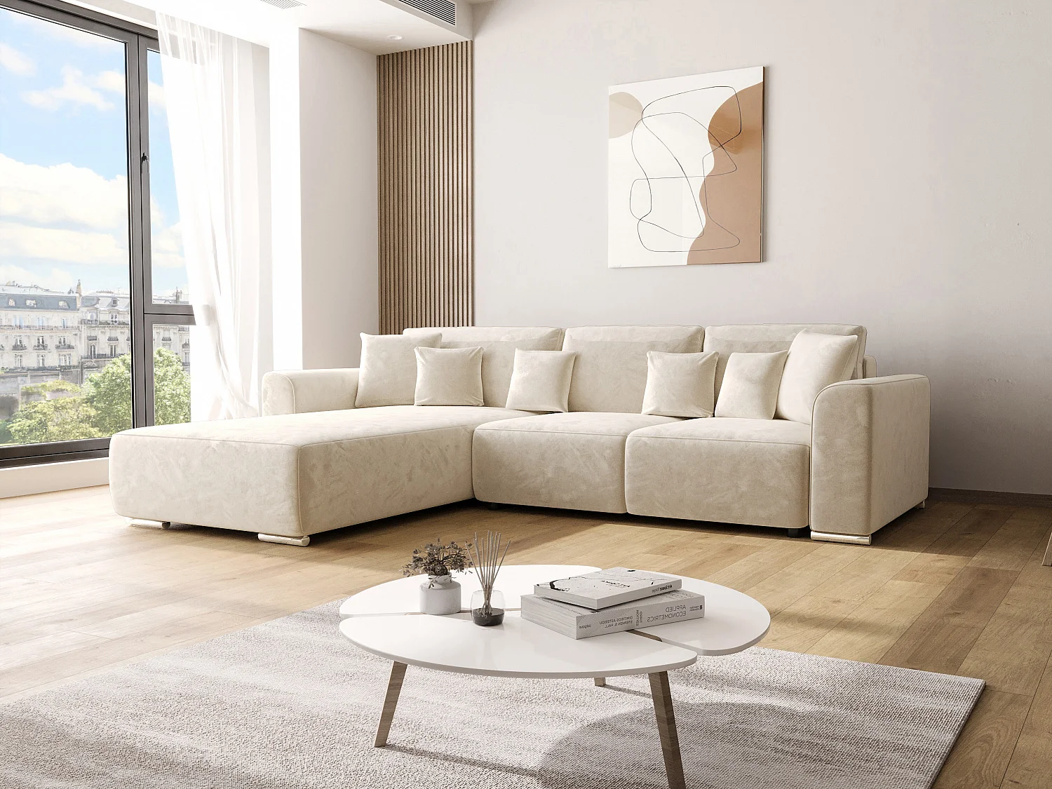 BEDANTE Canapé d'angle avec fonction de couchage GUSTO L Monolith 02 Gauche