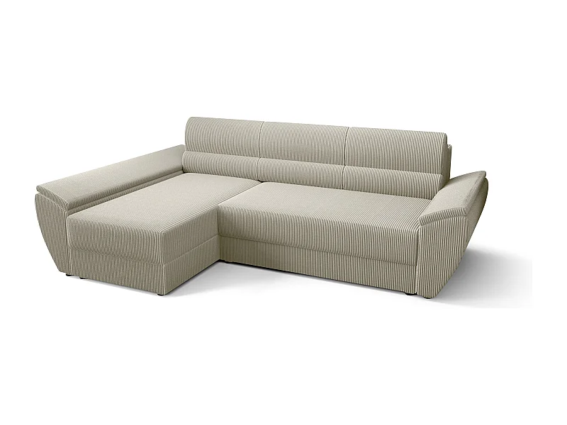BEDANTE Ecksofa L REBI L3 Poso 100 Links mit Schlaffunktion, Beige, L-Form, Sofa mit Stauraum, Bettkasten, Wohnzimmersofa, Couch, Sofa, Bettsofa