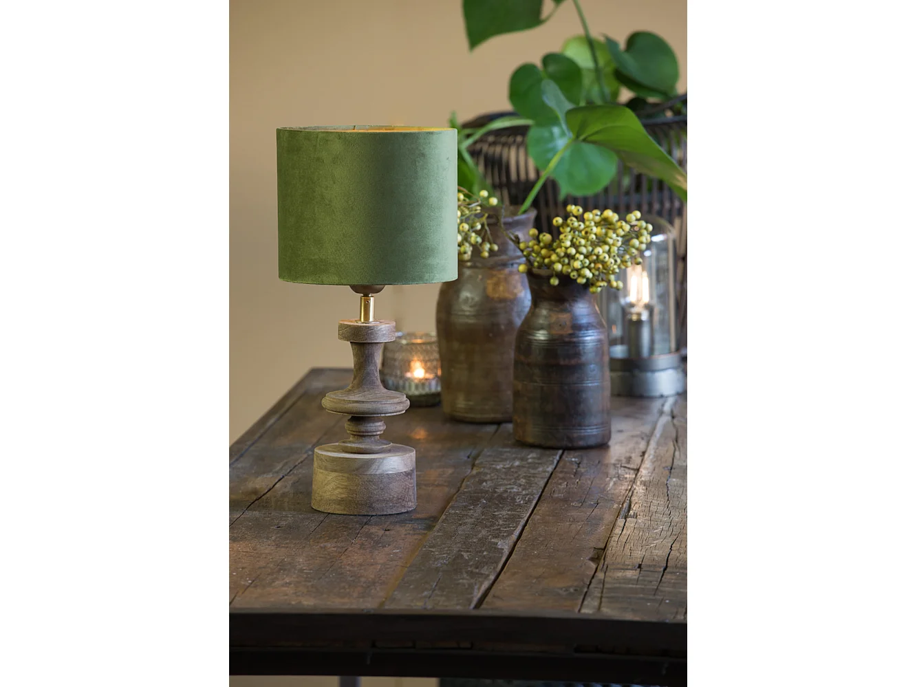 Abat-jour VELOURS - Ø20x15cm - Vert