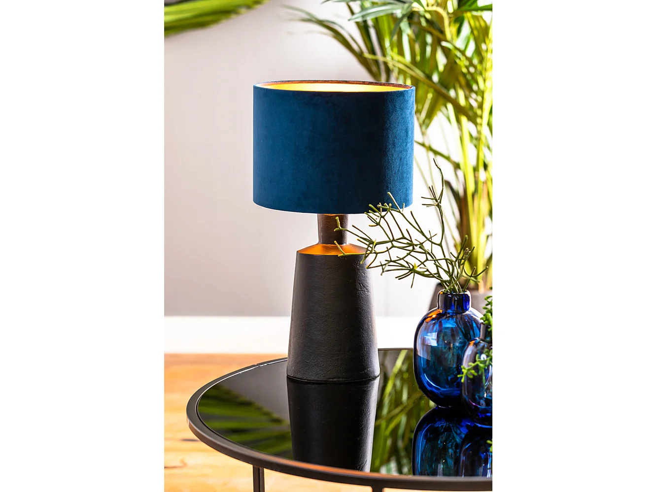 Pantalla VELOURS - Ø25x18cm - Azul