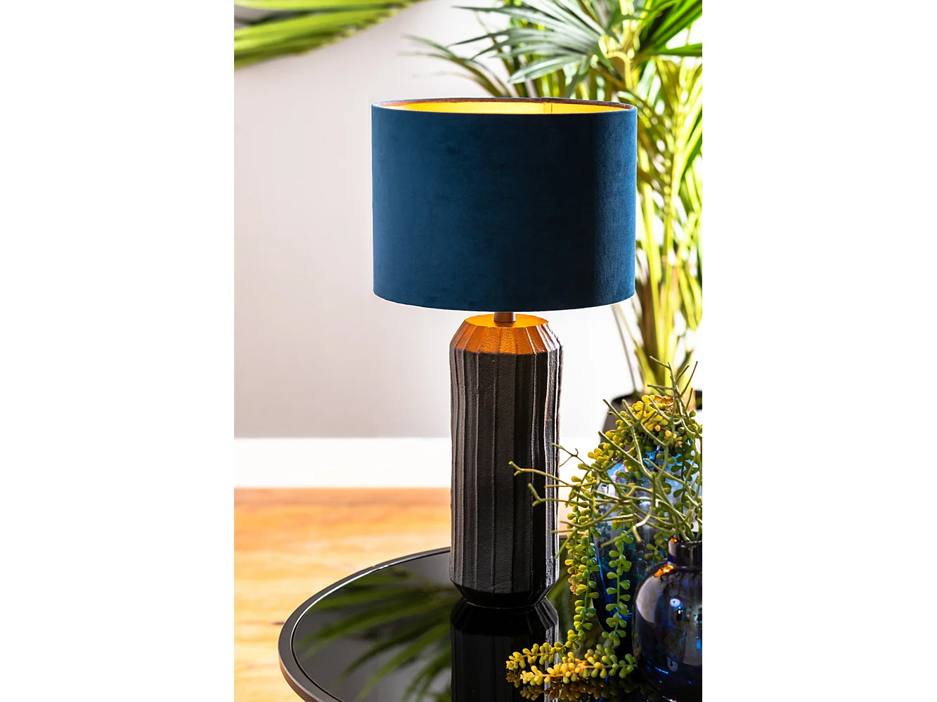 Abat-jour VELOURS - Ø30x21cm - Bleu