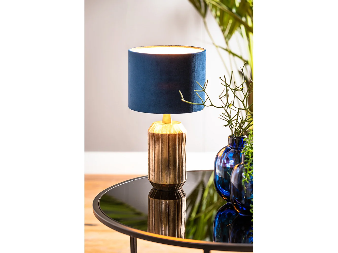 Lampenschirm VELOURS - Ø20x15cm - Blau