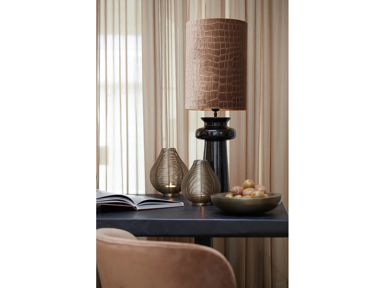 Abat-jour PRAYA - Ø30x42cm - Marron