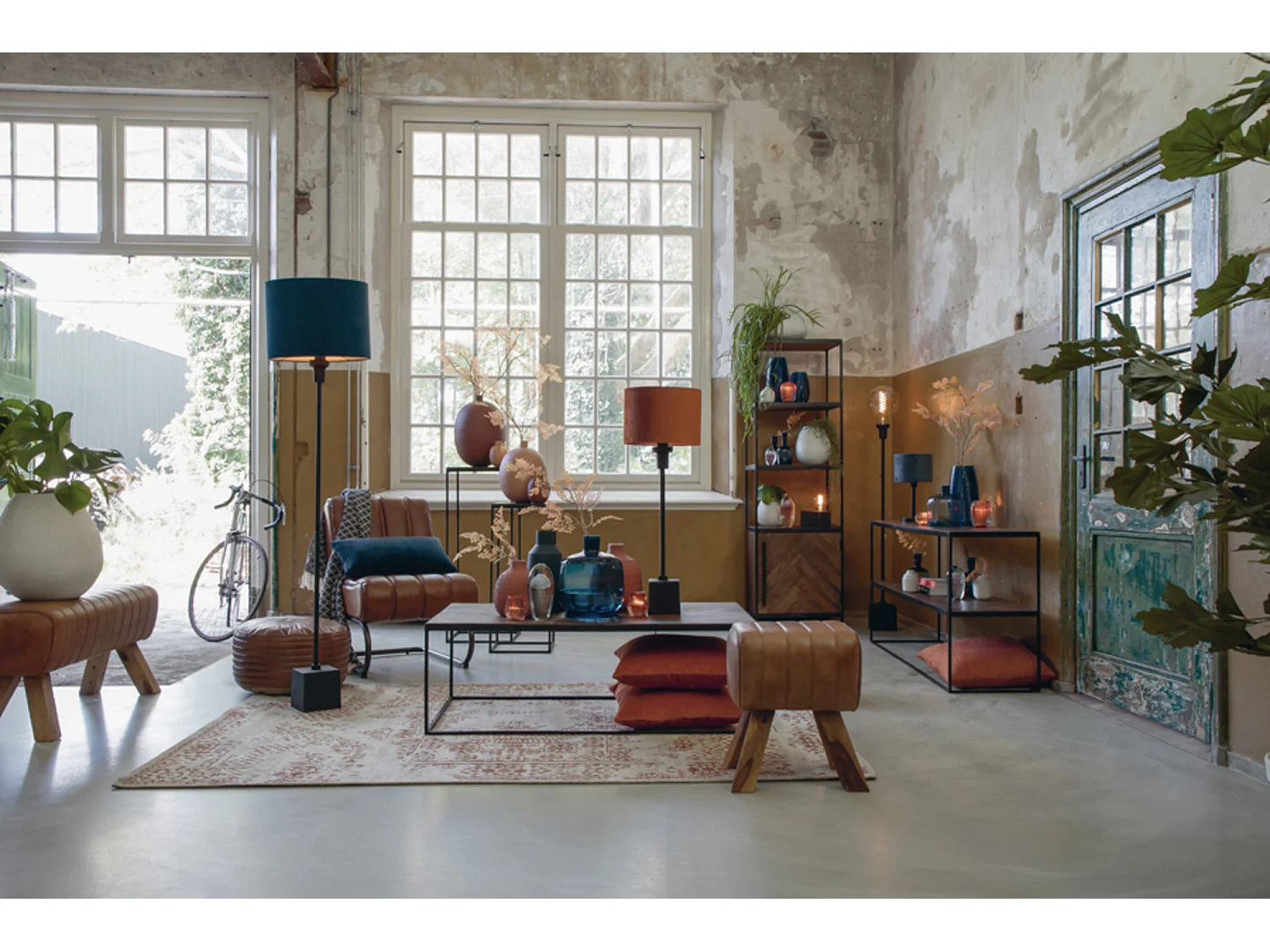 Abat-jour VELOURS - Ø35x30cm - Bleu