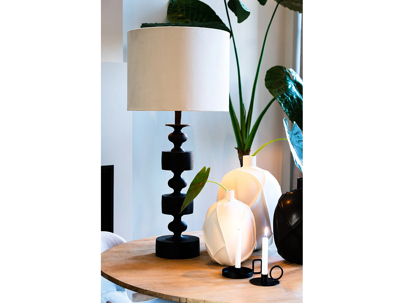 Abat-jour VELOURS - Ø20x15cm - Blanc