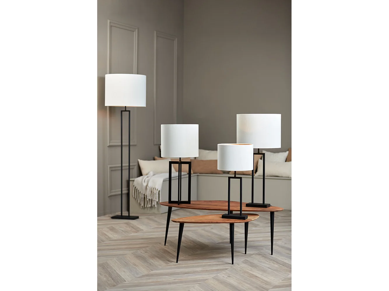 Abat-jour VELOURS - Ø40x30cm - Blanc