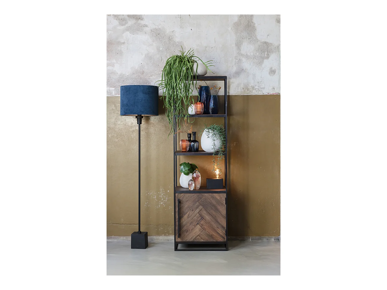 Abat-jour VELOURS - Ø40x30cm - Bleu