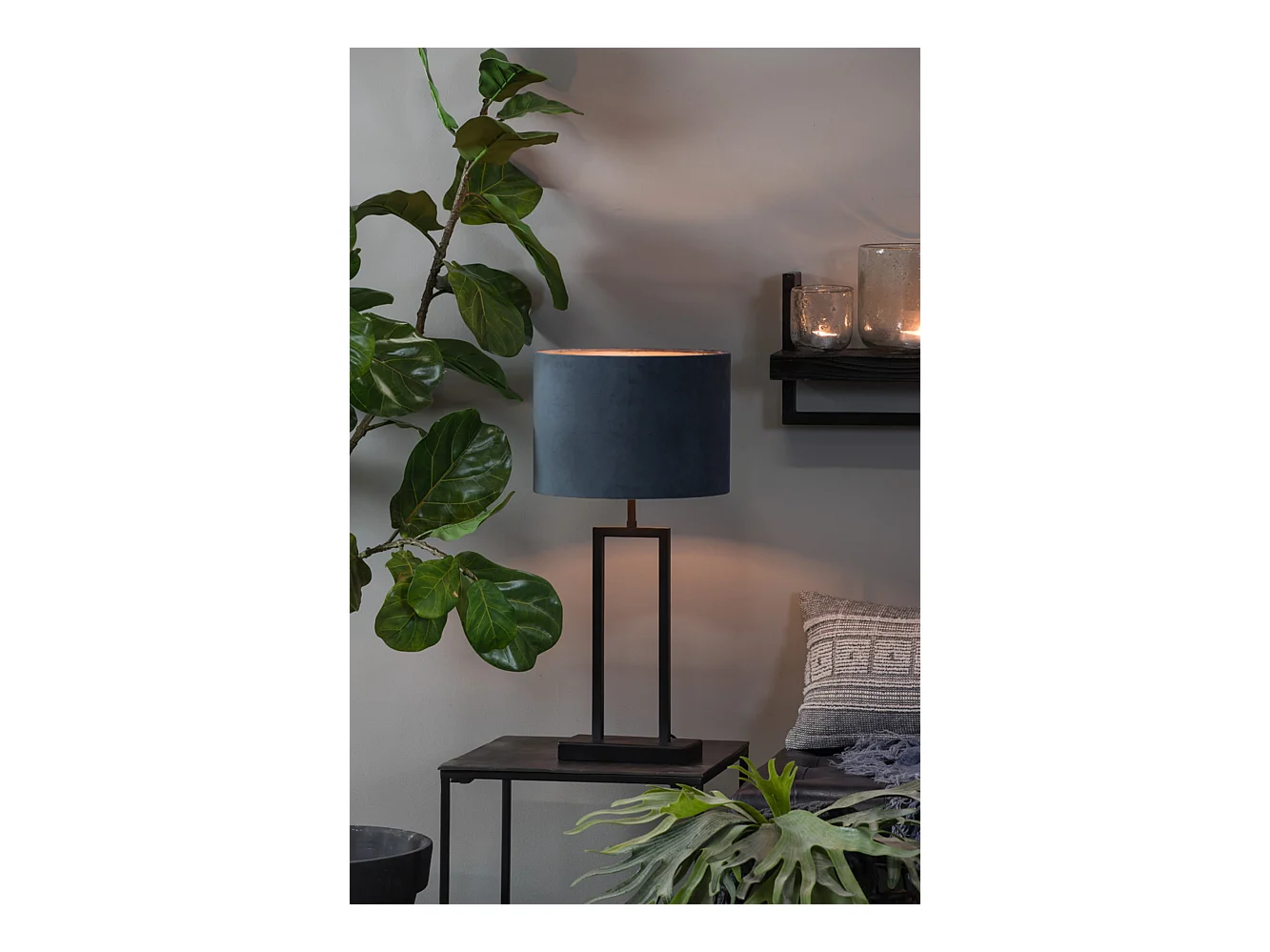 Abat-jour VELOURS - Ø40x30cm - Bleu