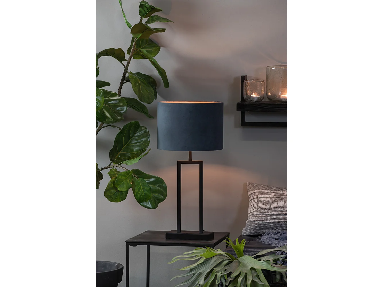 Abat-jour VELOURS - Ø40x30cm - Bleu