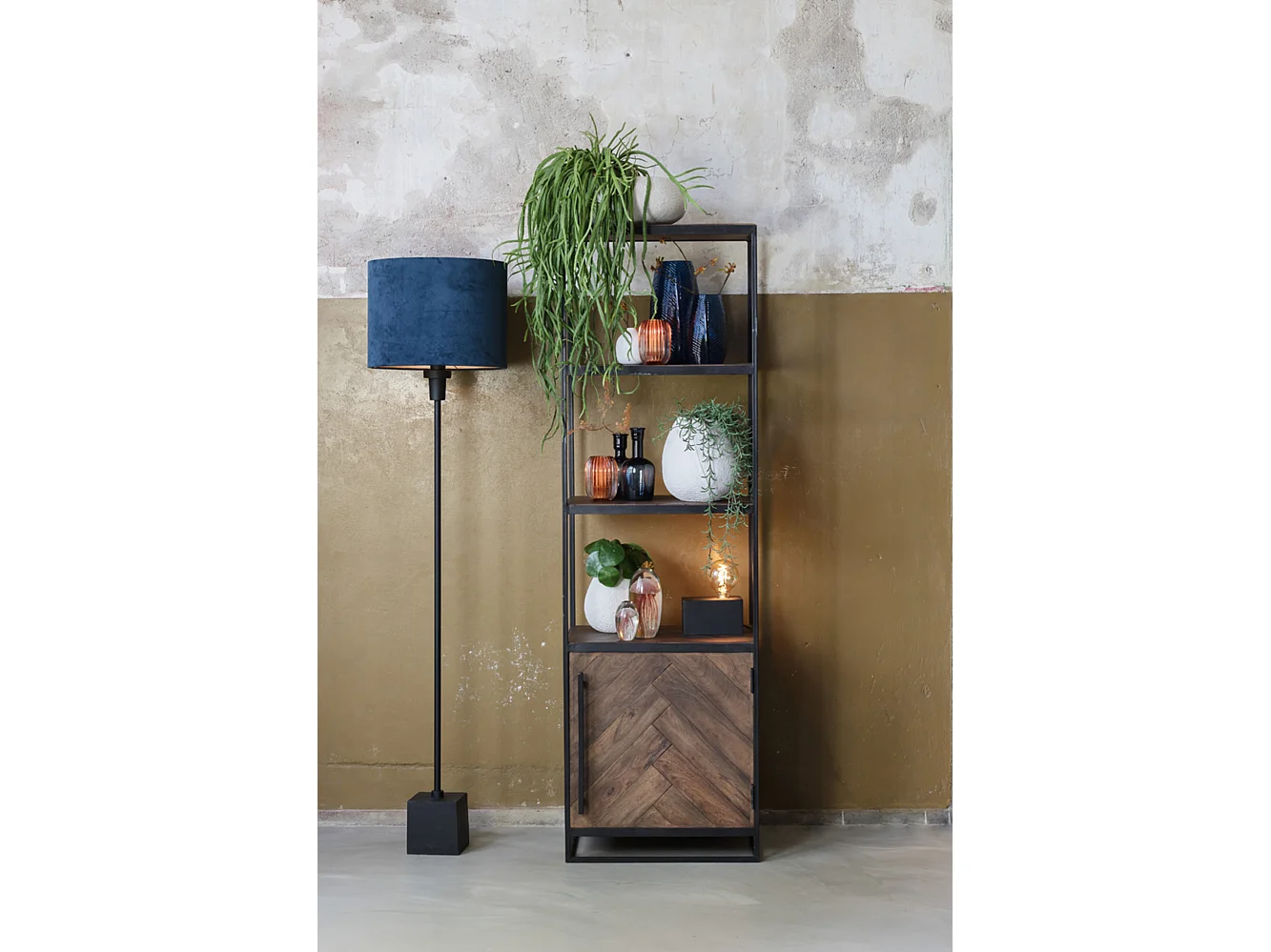 Abat-jour VELOURS - Ø40x30cm - Bleu