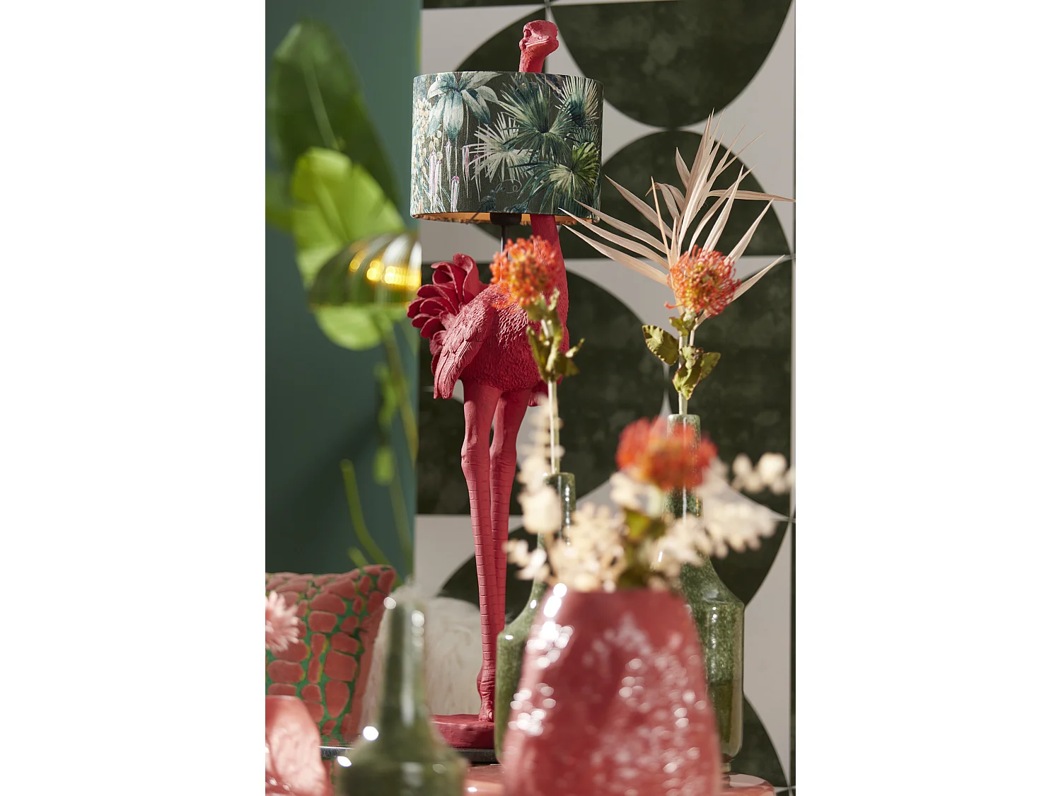 Abat-jour XENIA FLORA - Ø25x18cm - Vert