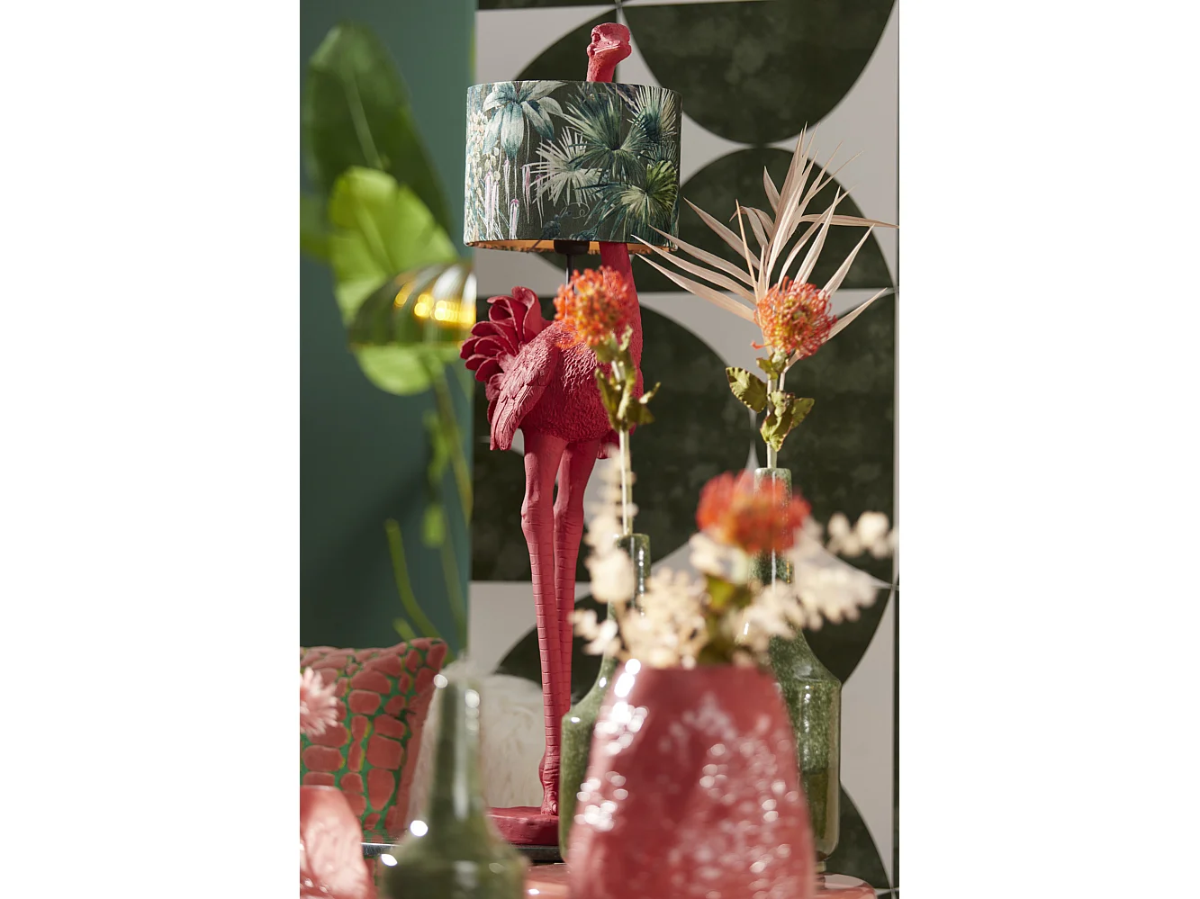 Abat-jour XENIA FLORA - Ø25x18cm - Vert