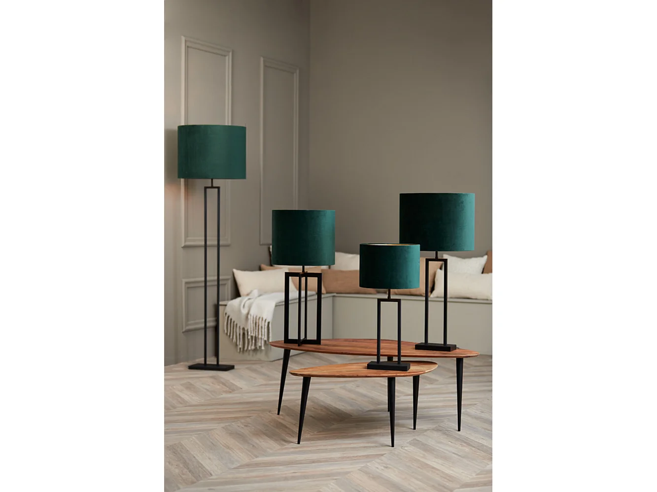 Abat-jour VELOURS - Ø40x30cm - Vert