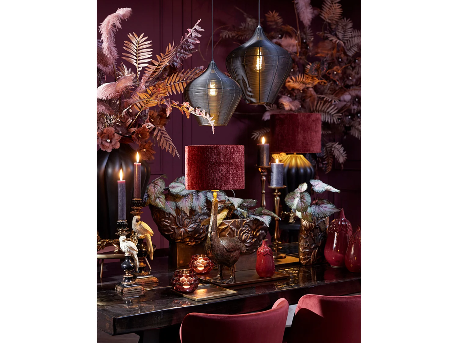 Pantalla RUBY - Ø30x21cm - Rojo