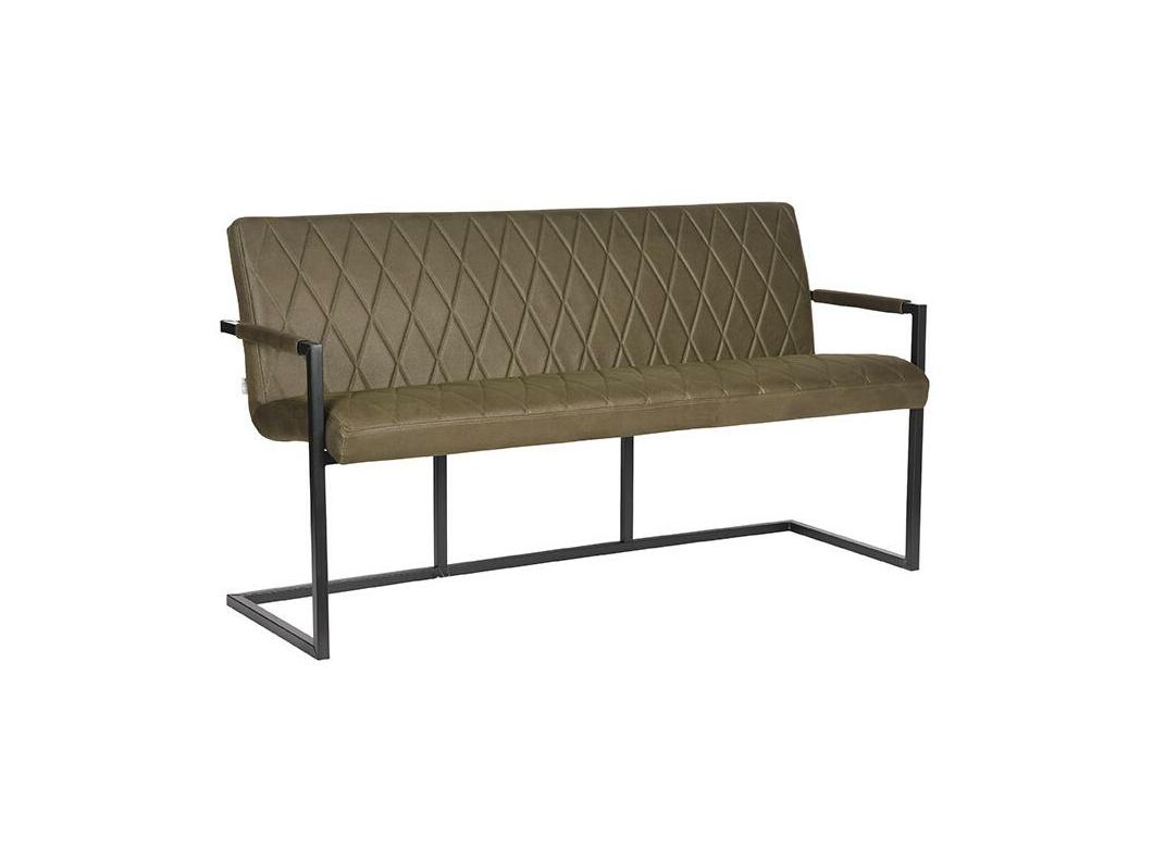 Eetkamerbank Denmark - Army green - Microfiber - 155 cm