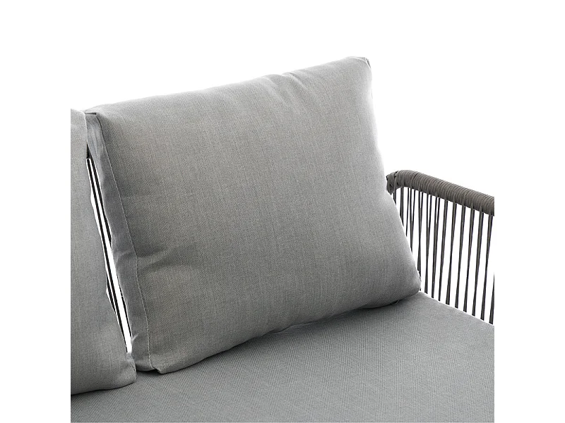 Salon de jardin : canapé 2 places, 2 fauteuils et table basse - table en verre de grain en bois