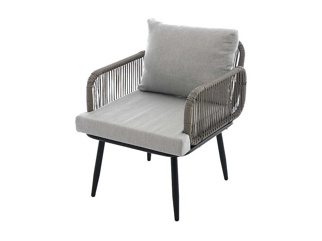 Salon de jardin : canapé 2 places, 2 fauteuils et table basse - table en verre de grain en bois