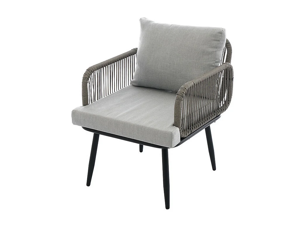 Salon de jardin : canapé 2 places, 2 fauteuils et table basse - table en verre de grain en bois