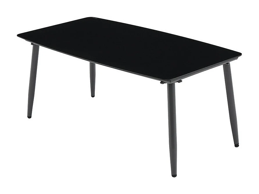 Salon de jardin en métal : canapé 2 places, 2 fauteuils et table basse - assiette de table en verre noir - avec coussins gris