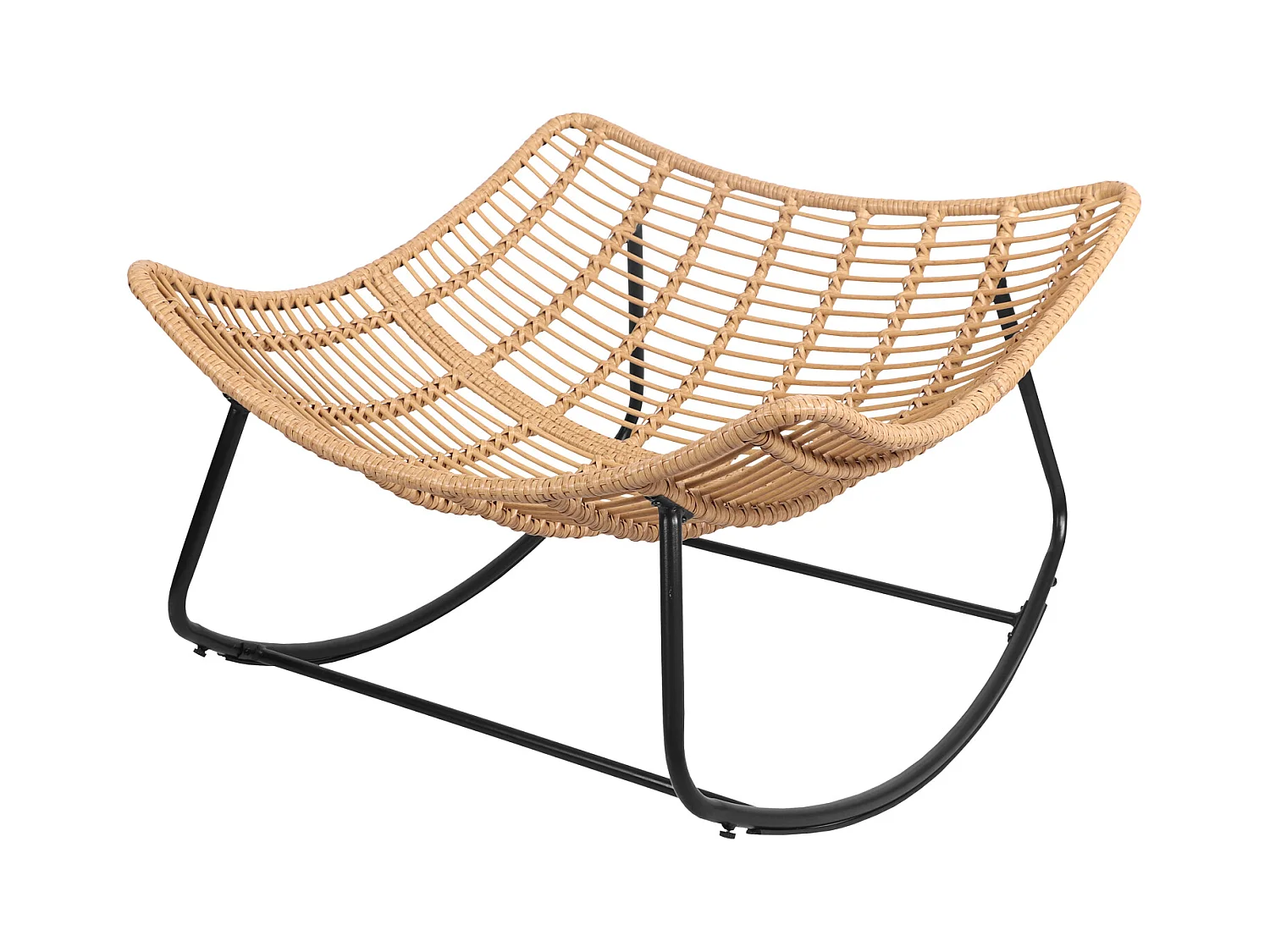 Fauteuil à bascule en rotin synthétique avec coussin noir CINTA - HAPPY GARDEN