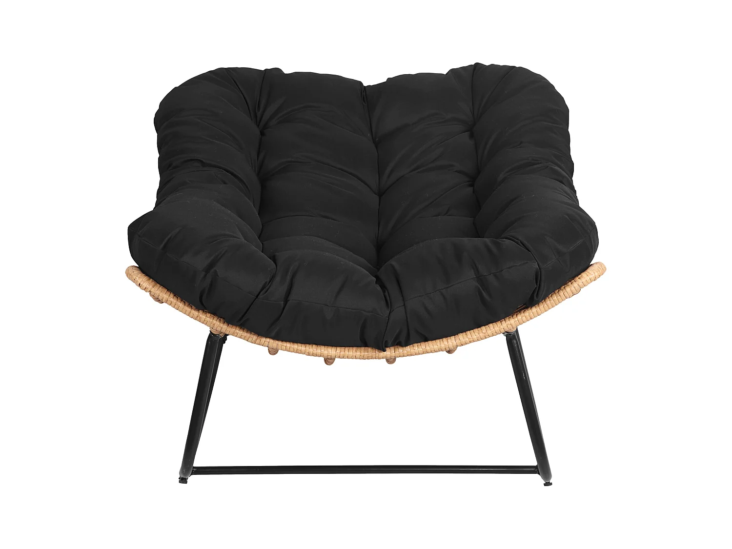 Fauteuil à bascule en rotin synthétique avec coussin noir CINTA - HAPPY GARDEN