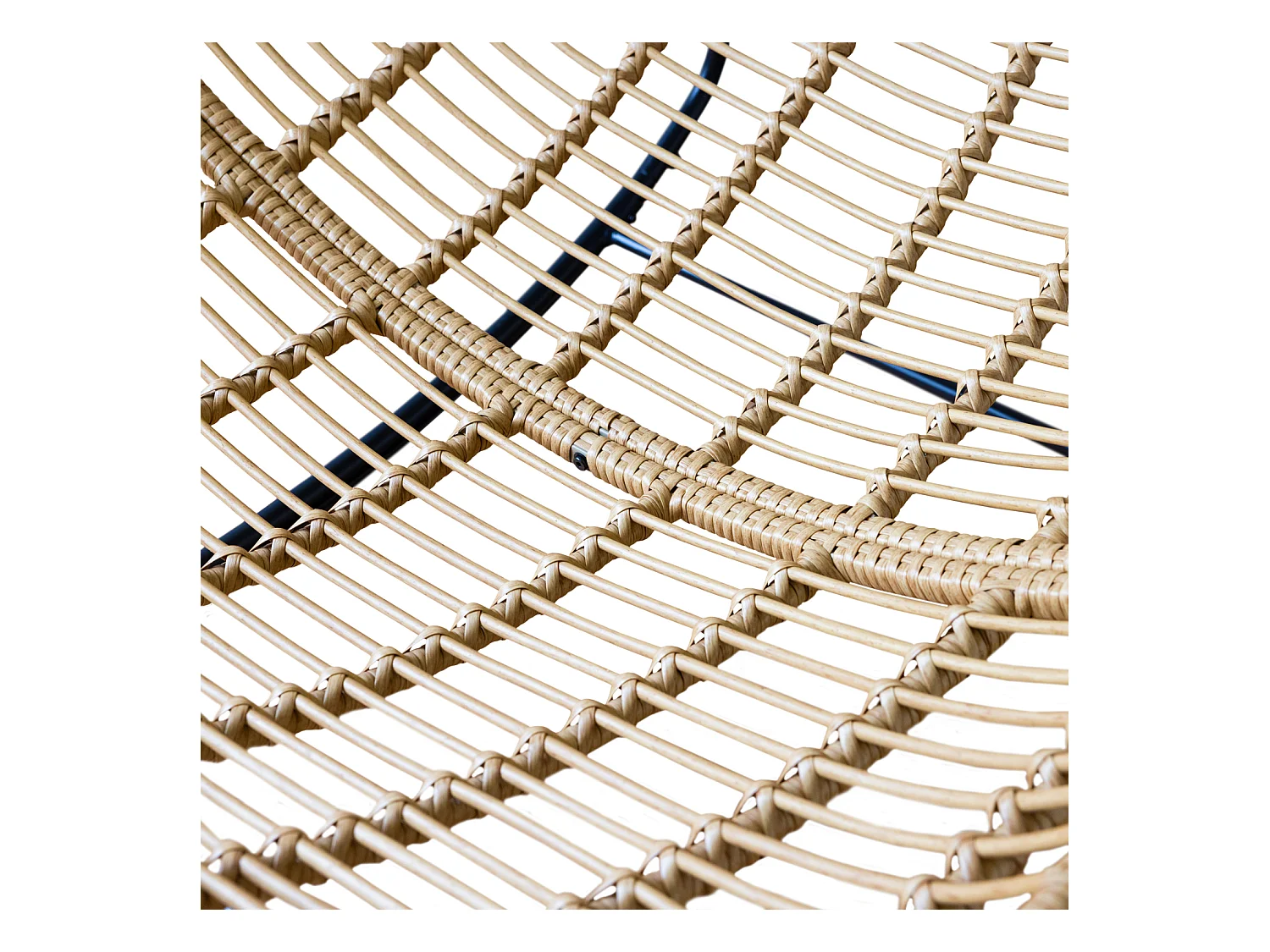 Fauteuil à bascule en rotin synthétique avec coussin noir CINTA - HAPPY GARDEN