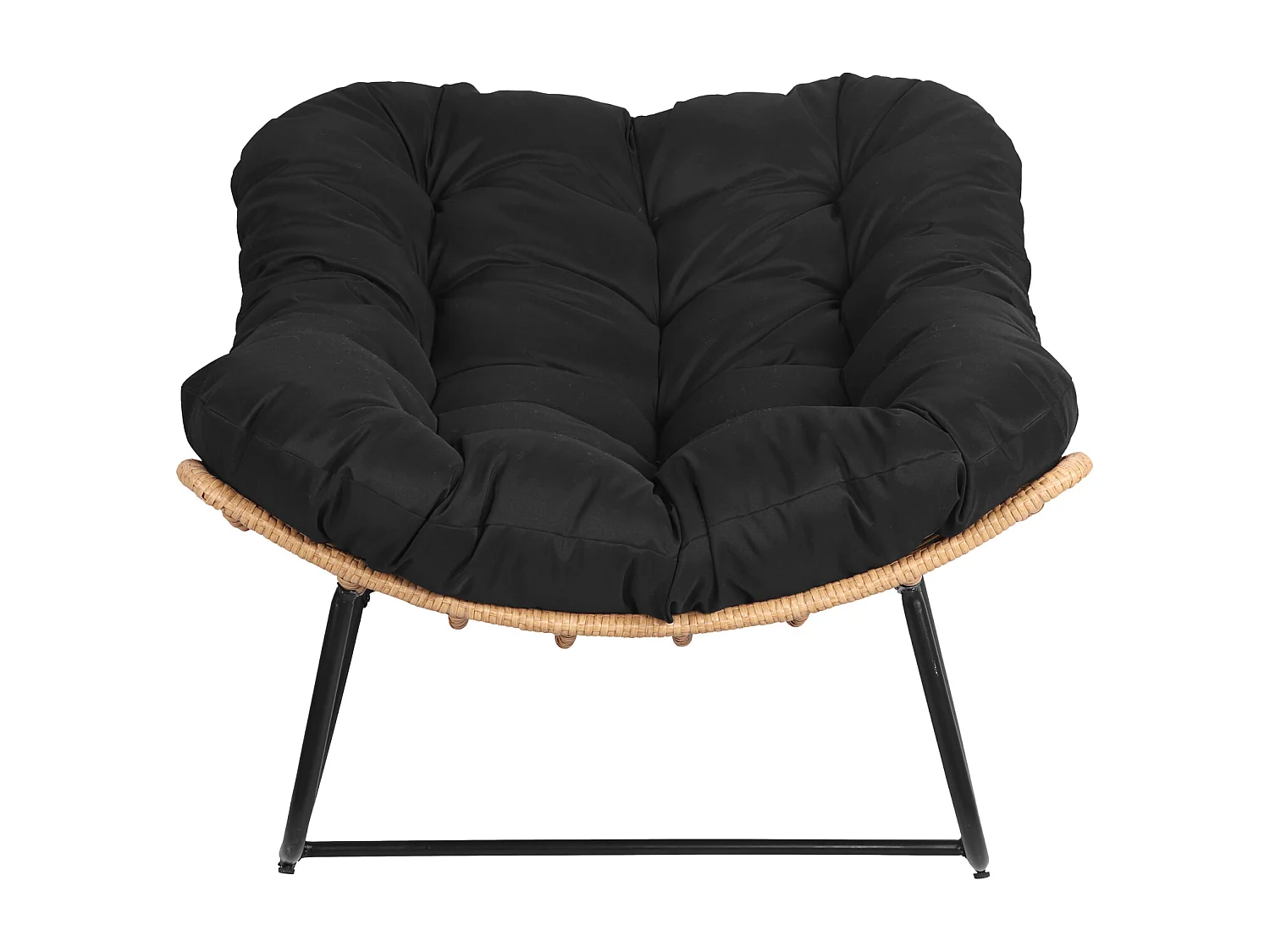 Fauteuil à bascule en rotin synthétique avec coussin noir CINTA - HAPPY GARDEN