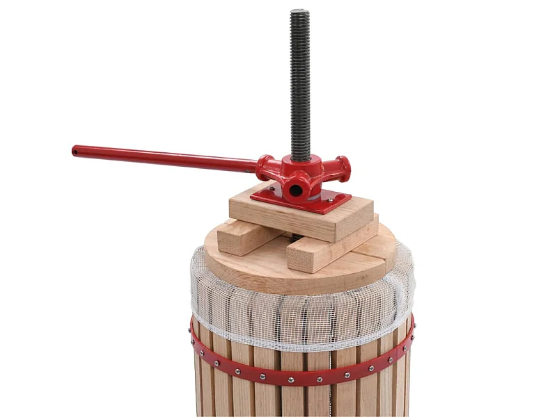 Presse fruits et à vin avec sac en tissu 30 L Bois de chêne