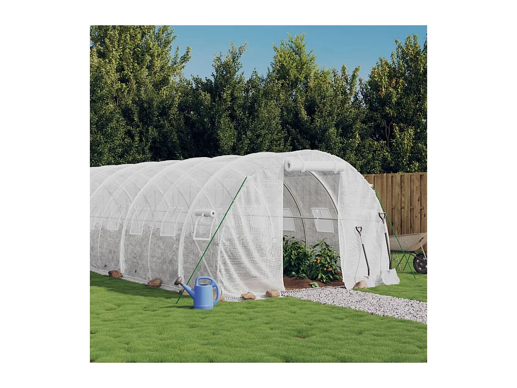 Serre avec cadre en acier blanc 30 m² 10x3x2 m