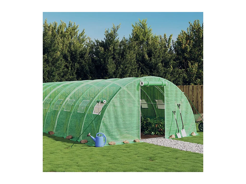Serre avec cadre en acier vert 72 m² 18x4x2 m
