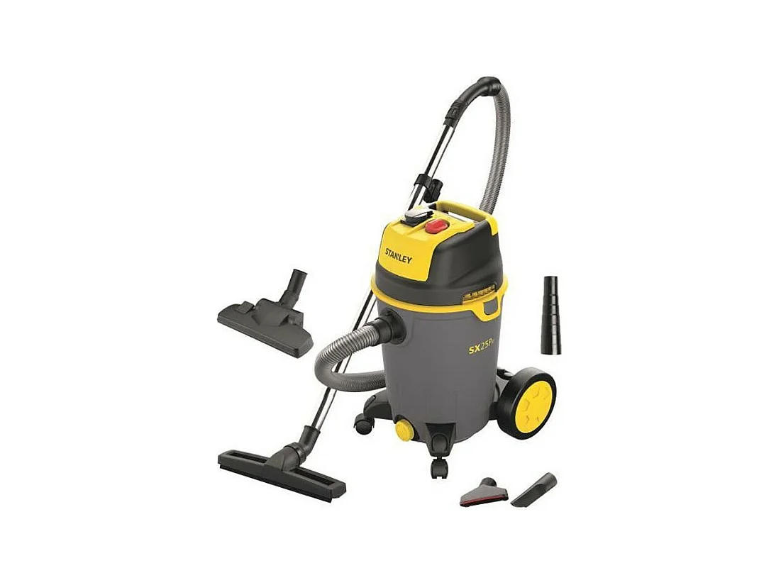 Aspirateur Eau et Poussière 1200W 25L sur Chariot avec Prise Électroportatif et Souffleur - Marque Stanley