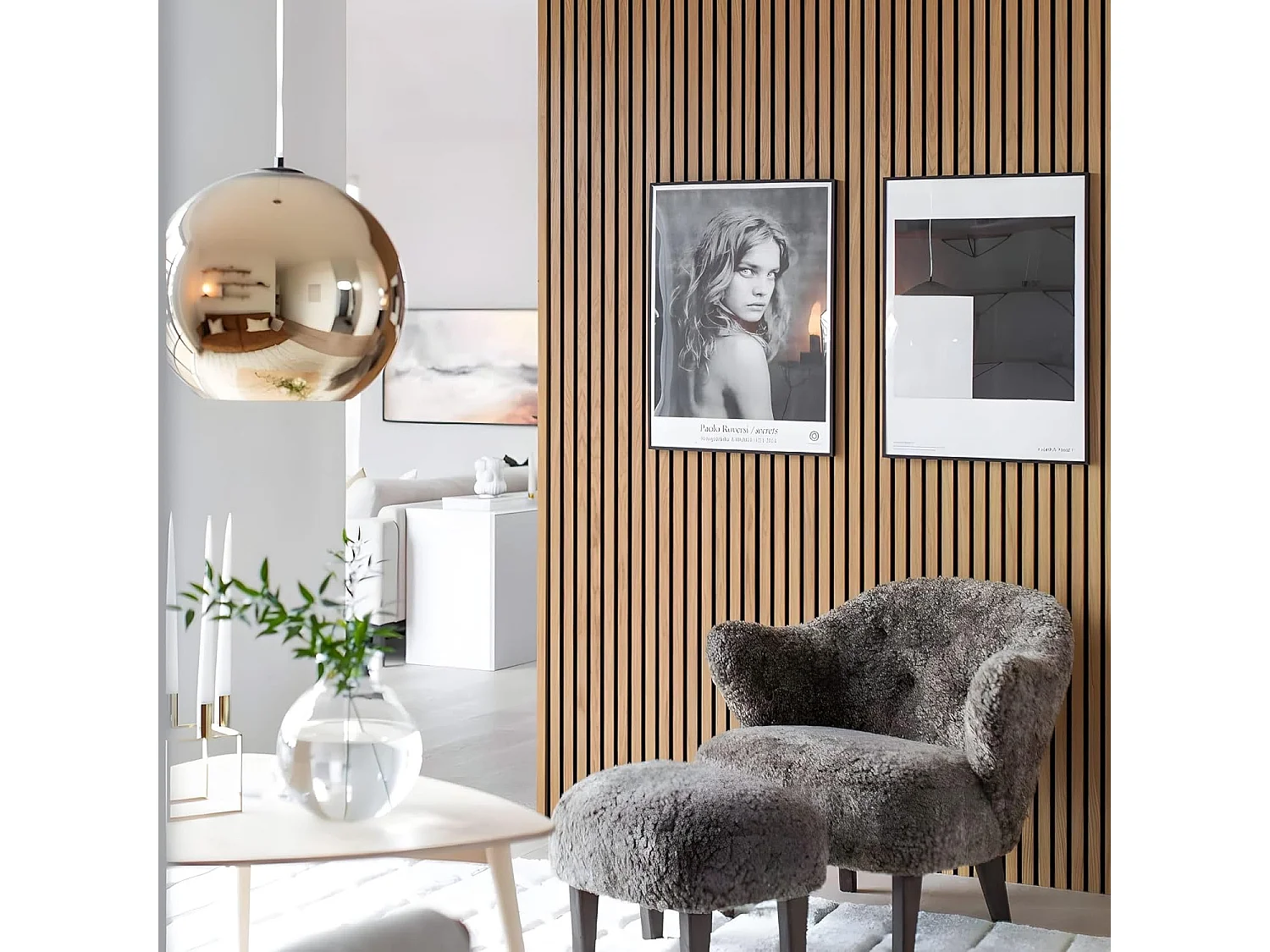 Panneau acoustique SLIM ROULE 15 - design scandinave, 15 tasseaux, feutrine recyclable