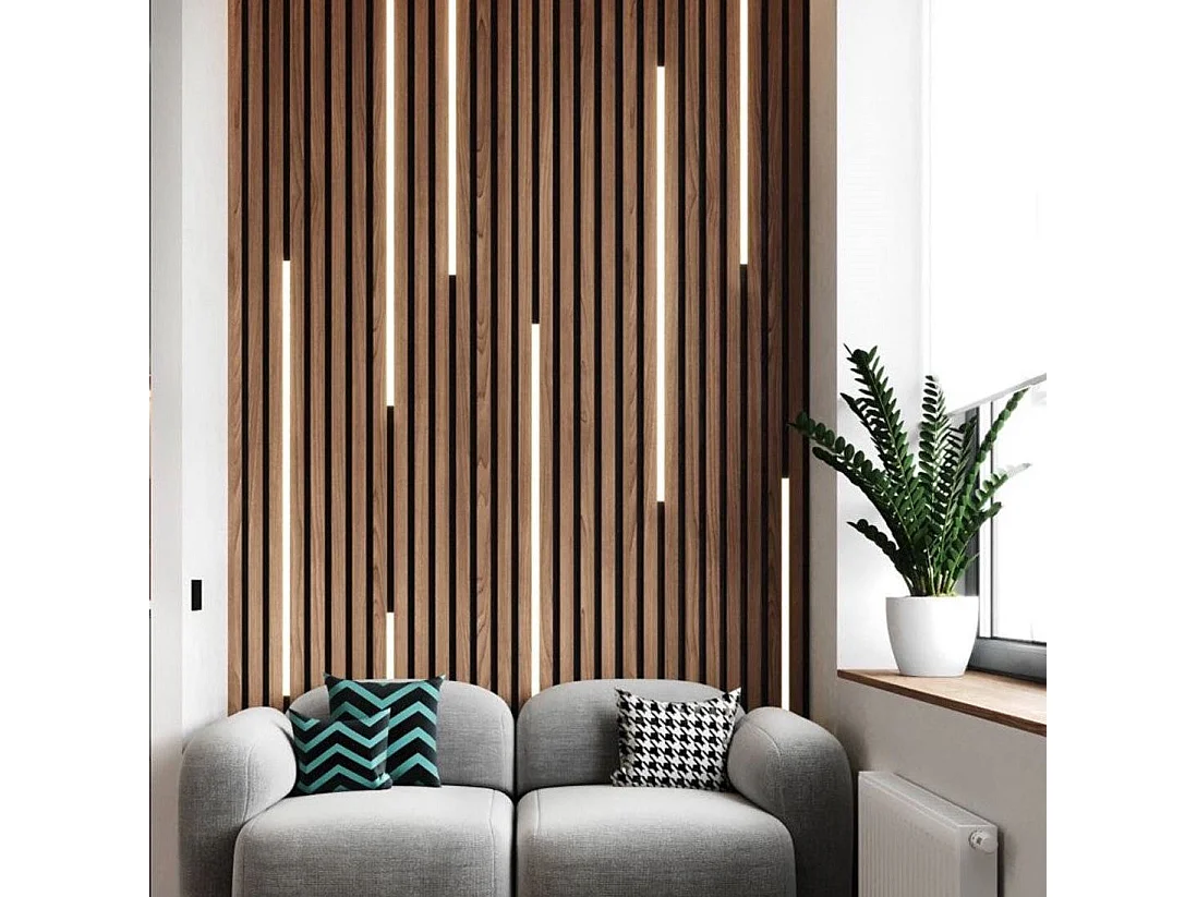 Panneau acoustique SLIM ROULE 15 - design scandinave, 15 tasseaux, feutrine recyclable