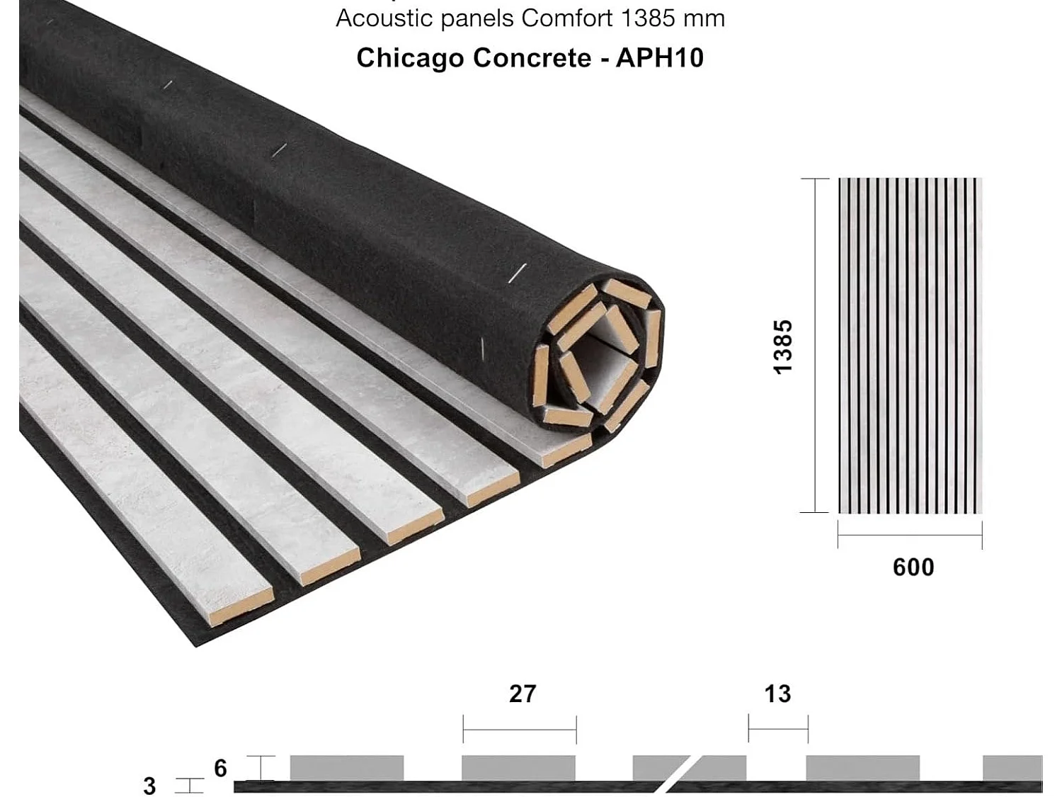 Andas Home Panneau acoustique Sonoma 138,5 x 60 cm, chêne clair — feutre et MDF pliable qui améliore l'acoustique.