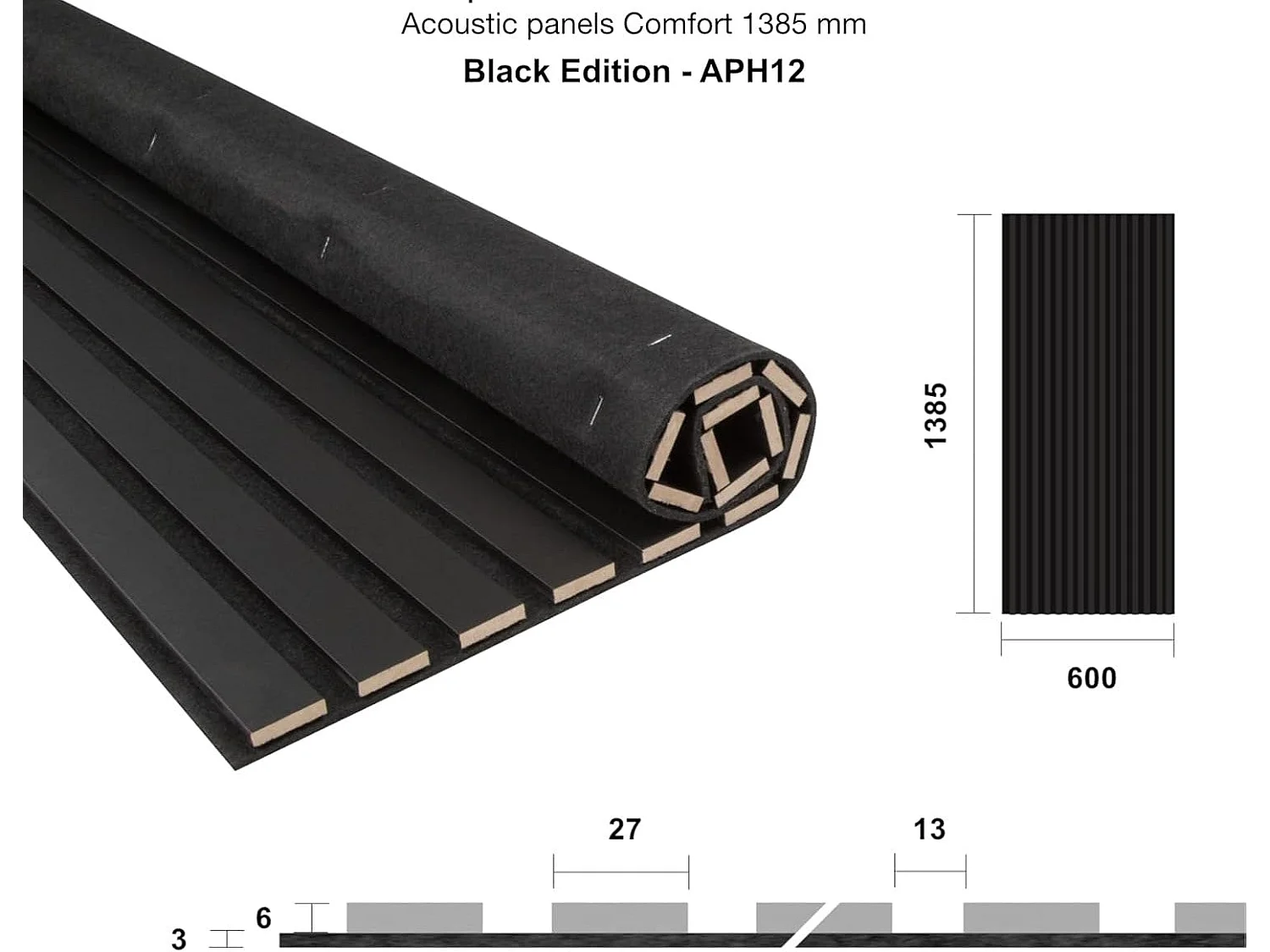Andas Home Panneau acoustique Sonoma 138,5 x 60 cm, chêne clair — feutre et MDF pliable qui améliore l'acoustique.