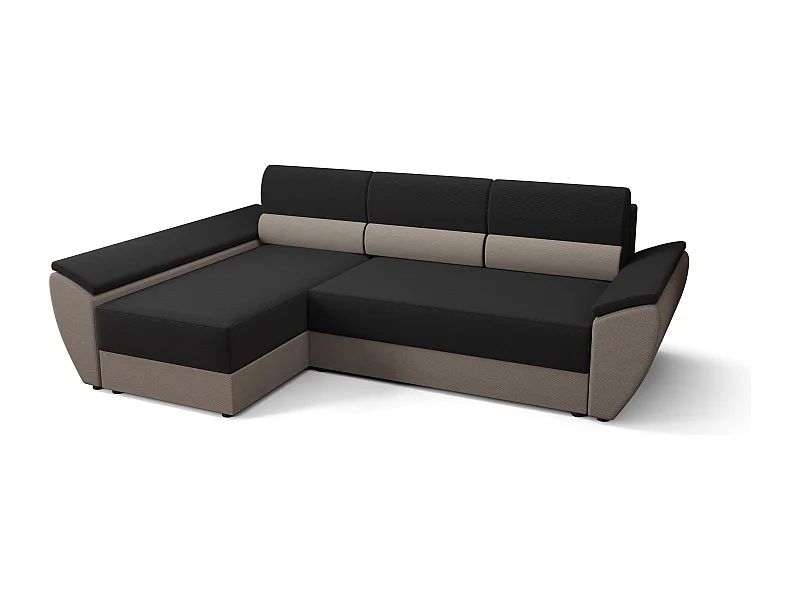 BEDANTE Ecksofa L REBI L3 Rainbow 15/83 Links mit Schlaffunktion, Schwarz/Beige, L-Form, Sofa mit Stauraum, Bettkasten, Wohnzimmersofa, Couch, Sofa, Bettsofa