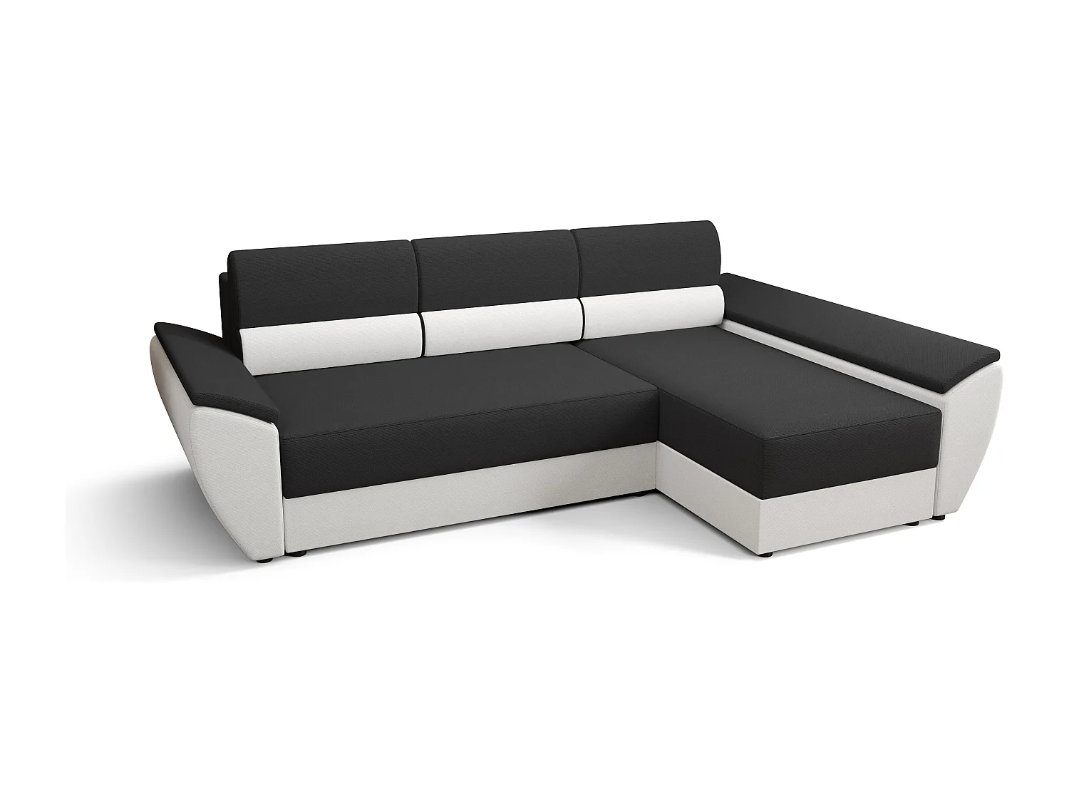BEDANTE Ecksofa L REBI L3 Rainbow 27/31 Rechts mit Schlaffunktion, Grau/Weiß, L-Form, Sofa mit Stauraum, Bettkasten, Wohnzimmersofa, Couch, Sofa, Bettsofa