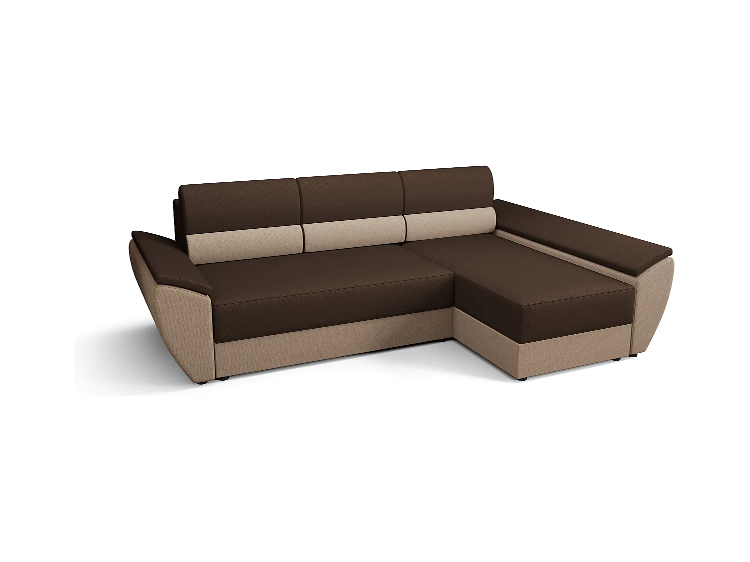 BEDANTE Ecksofa L REBI L3 Rainbow 20/05 Rechts mit Schlaffunktion, Braun/Beige, L-Form, Sofa mit Stauraum, Bettkasten, Wohnzimmersofa, Couch, Sofa, Bettsofa
